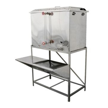 40 gal. capacity tank with two heating elements and two 1/2" syrup outlets (faucet and stand not included)