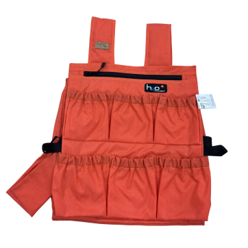 Orange Work Jacket with 6 front pockets, 1 side accessory pocket and 2 zippered pouches