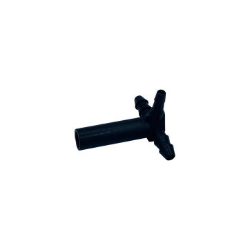 Long female Tee-Plug - 3/16" drop. 5/16" lateral tubing- Black