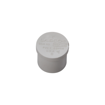 White PVC SCH40 plug (glued male) - 1"