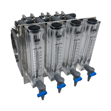 4x Flowmeters in kit with support